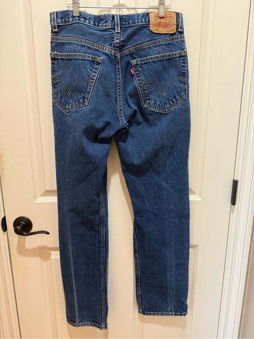 Men's Levi 505 Regular Fit Denim Jeans in Dark Blue 32x32